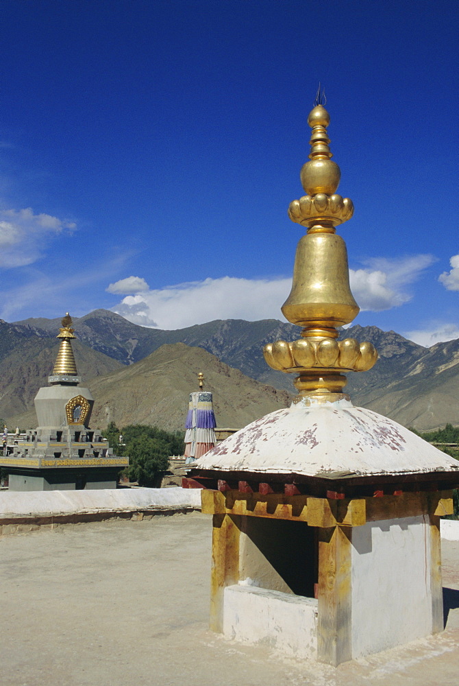 The roof of Samye Monastery, Tibet, China, Asia