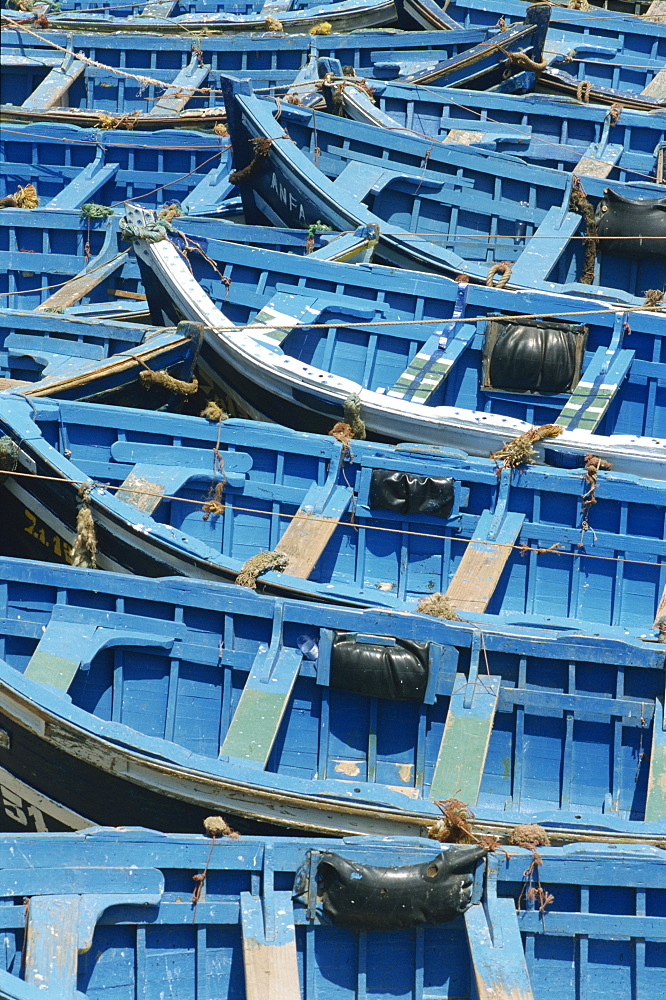 Blue boats, Essaouira, Morocco, North Africa, Africa