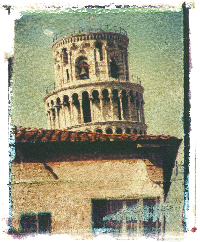 Polaroid Image Transfer of Leaning Tower of Pisa, Pisa,Tuscany, Italy, Europe