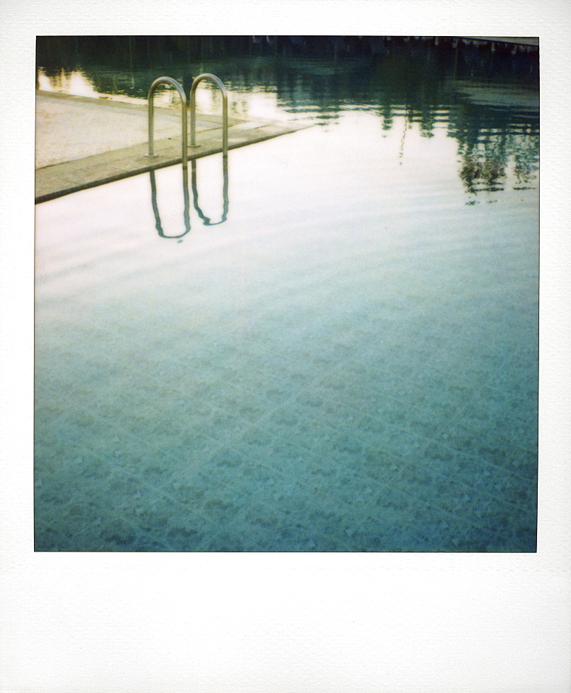 Polaroid of swimming pool with reflections, Fez, Morocco, North Africa, Africa