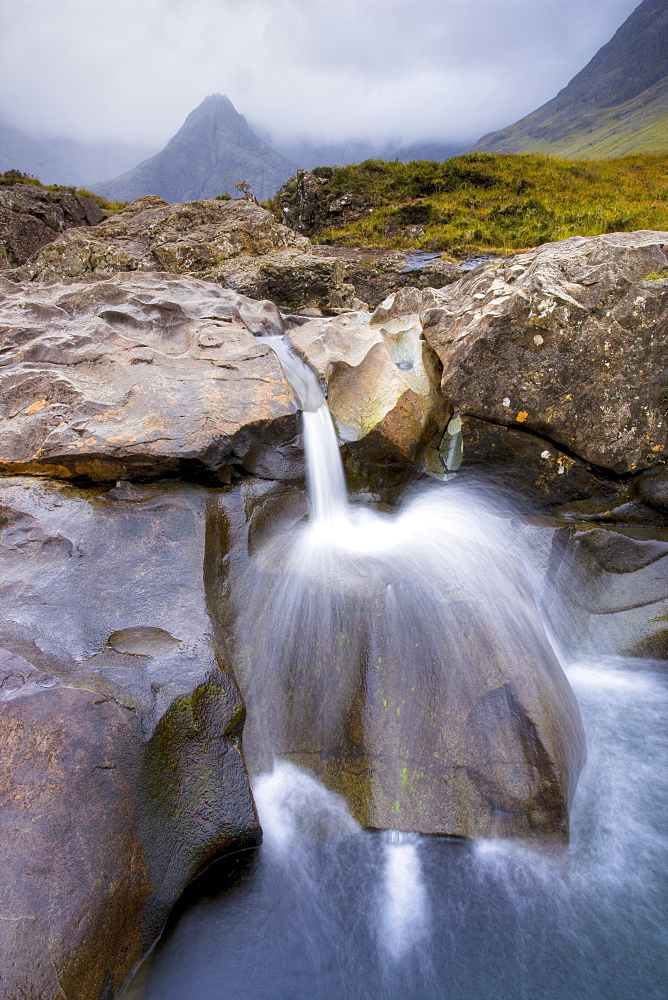 Water cascading over rocks, Fairy Pools, Glenbrittle, Isle of Skye, Highland, Scotland, United Kingdom, Europe