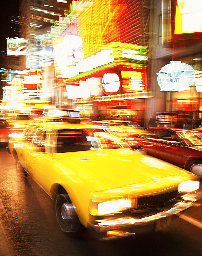 Cabs in Times Square, New York City, New York State, United States of America, North America