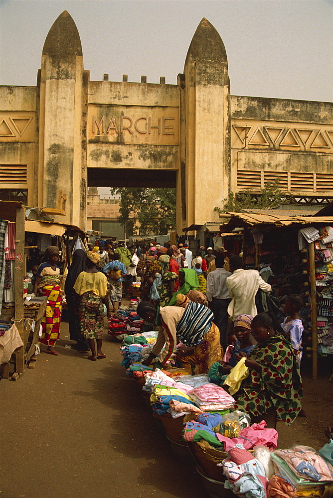 Main entrance, Bobo-Dioulasso market, Burkina Faso, West Africa, Africa