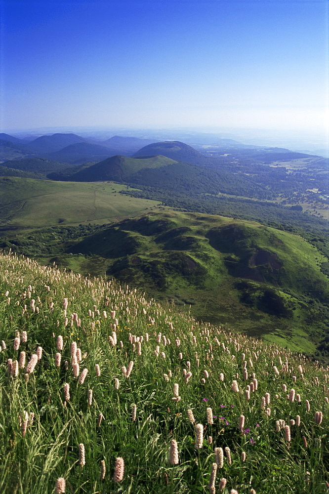 View from le Puy-de-Dome of Chaine des Puys, Puy-de-Dome, Auvergne, France, Europe