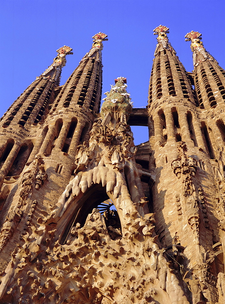 Sagrada Familia Cathedral by Gaudi, East face detail, Barcelona, Catalonia, Spain