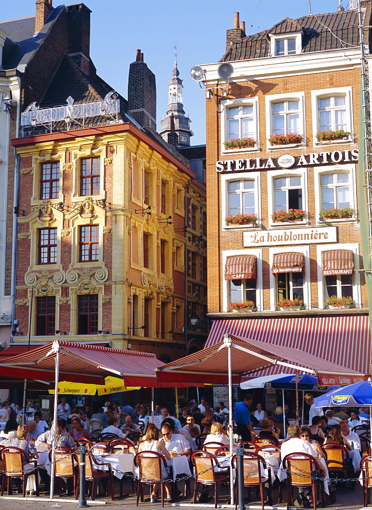 Cafes at Place du General de Gaulle, Lille, Nord, France, Europe