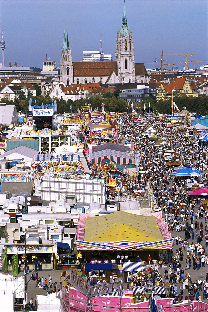 Oktoberfest from above, Munich, Bavaria, Germany, Europe