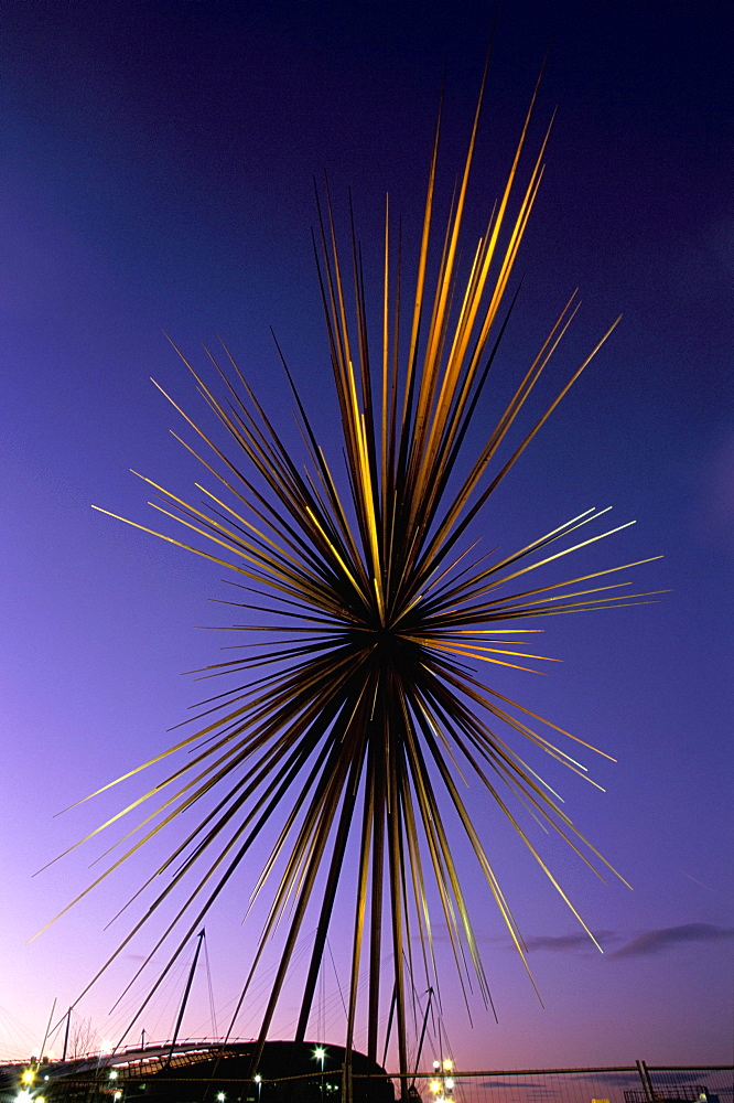 B of the Bang, modern steel sculpture, City of Manchester Stadium, Manchester, England, United Kingdom, Europe