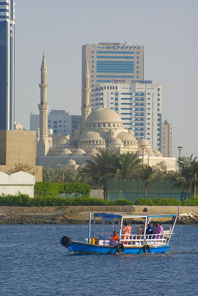 Sharjah Creek skyline, Sharjah, United Arab Emirates (U.A.E.), Middle East