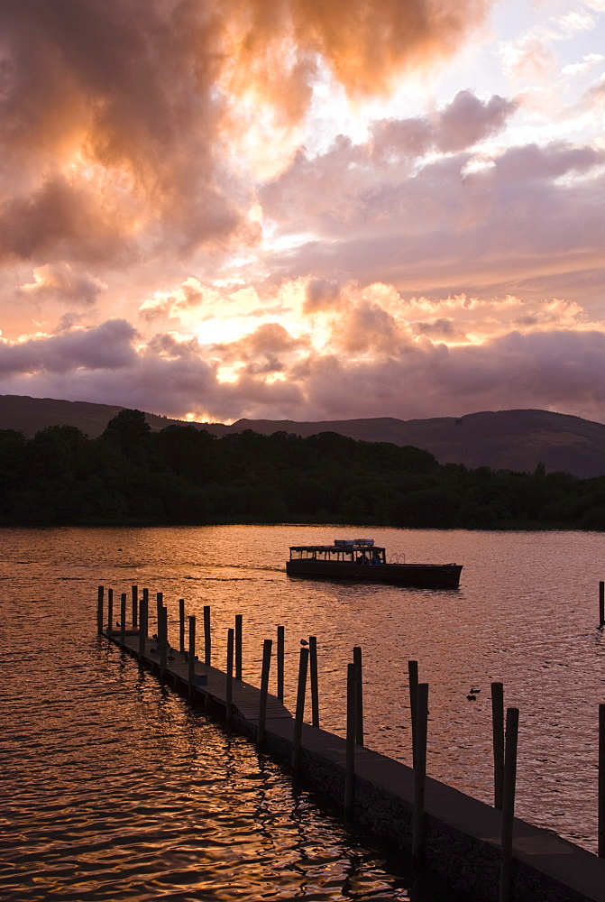 Derwentwater at sunset, Lake District National Park, Cumbria, England, United Kingdom, Europe