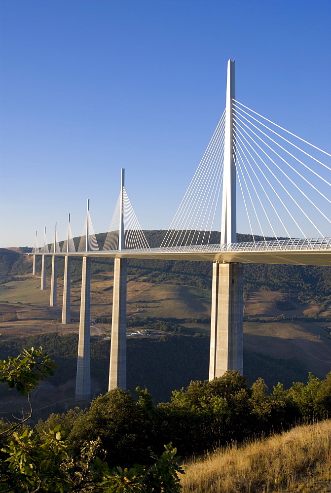 Suspension bridge, Millau, Aveyron, Massif Central, France, Europe