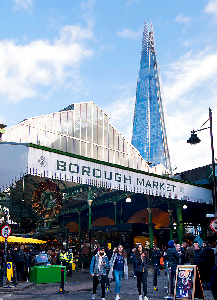 Borough Market, Southwark, and the Shard, London, England, United Kingdom, Europe