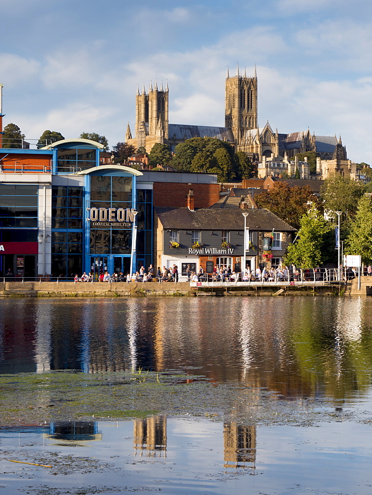 Lincoln Cathedral and Brayford pool, Lincoln, Lincolnshire, England, United Kingdom, Europe