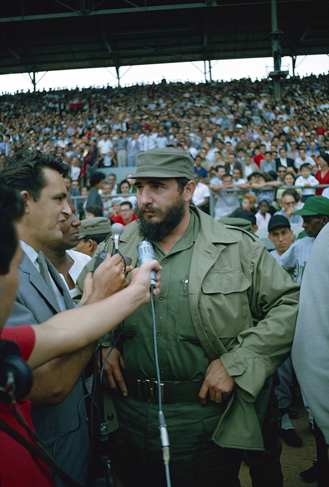 Fidel Castro initiating the basketball season in 1965, Havana, Cuba, West Indies, Central America