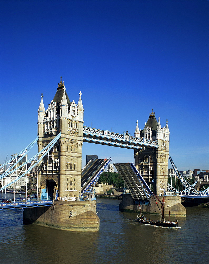 Tower Bridge open, London, England, United Kingdom, Europe