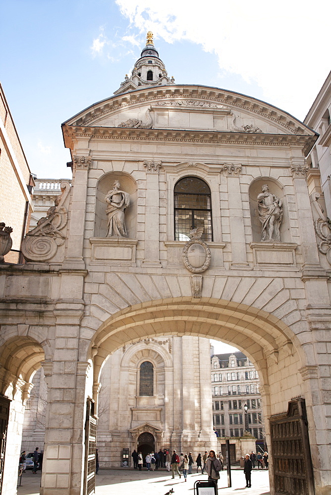 The Temple Bar Gateway, archway connecting St. Paul's Cathedral to Paternoster Square, London, England, United Kingdom, Europe