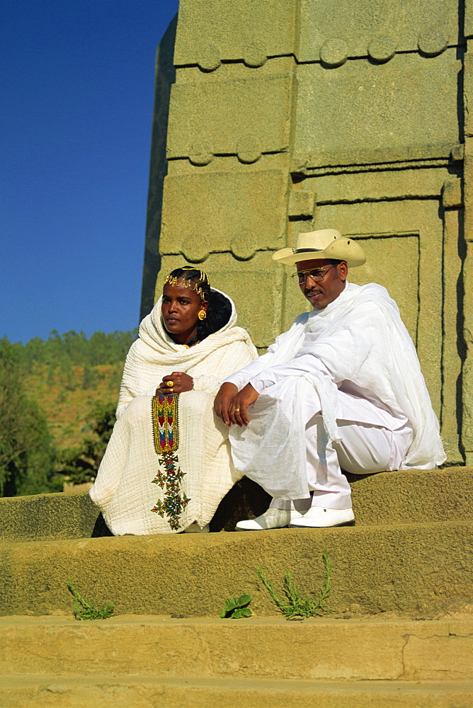 Bride and groom, Stelae Field, Axum, Ethiopia, Africa