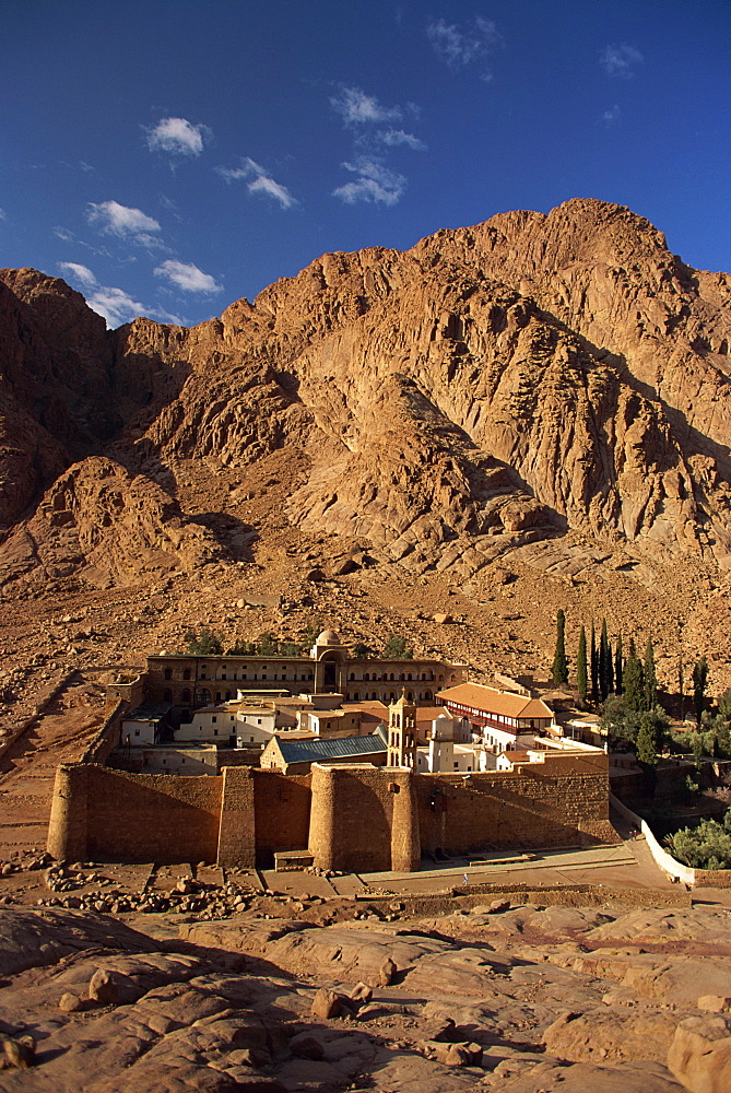 Aerial view over St. Catherines Monastery, UNESCO World Heritage Site, Egypt, Sinai, North Africa, Africa