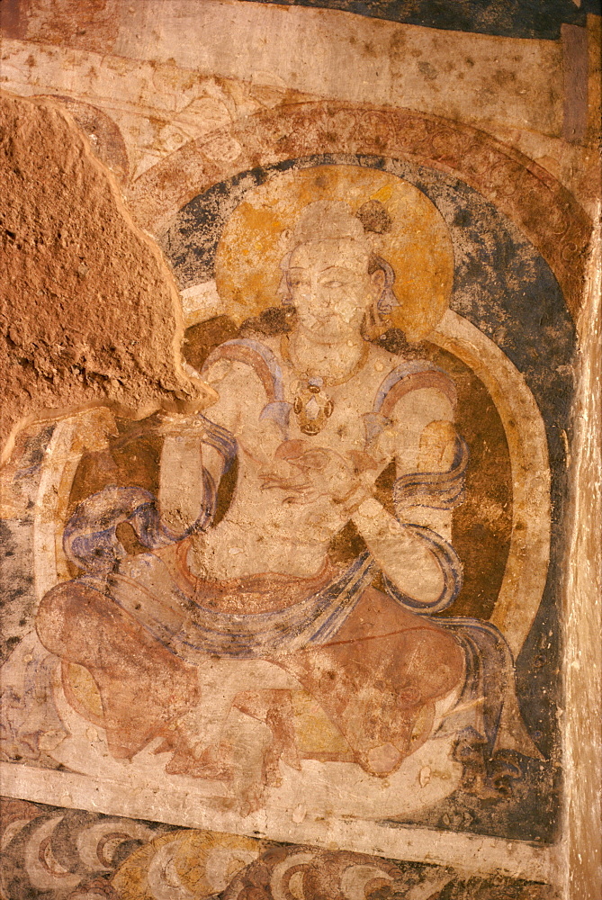 Cave painting at large Buddha cave before destruction by the Taliban, Bamiyan, UNESCO World Heritage Site, Afghanistan, Asia