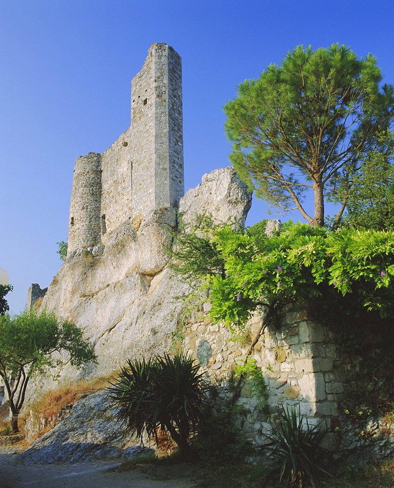 Ruined castle, Aigueze, Gard, Languedoc, France, Europe