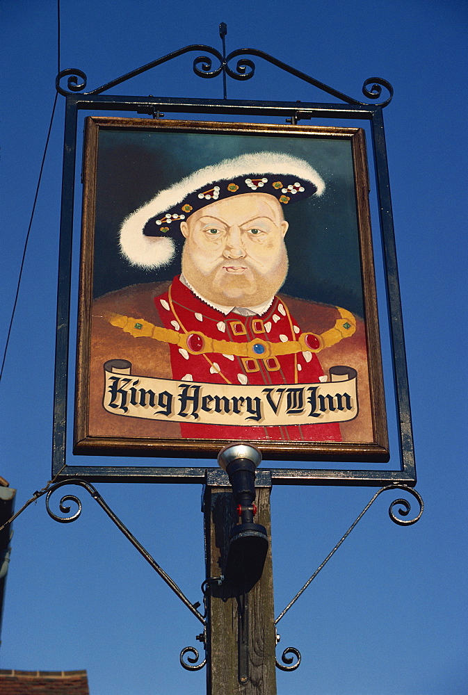 King Henry VIII pub sign, Hever, Kent, England, United Kingdom, Europe