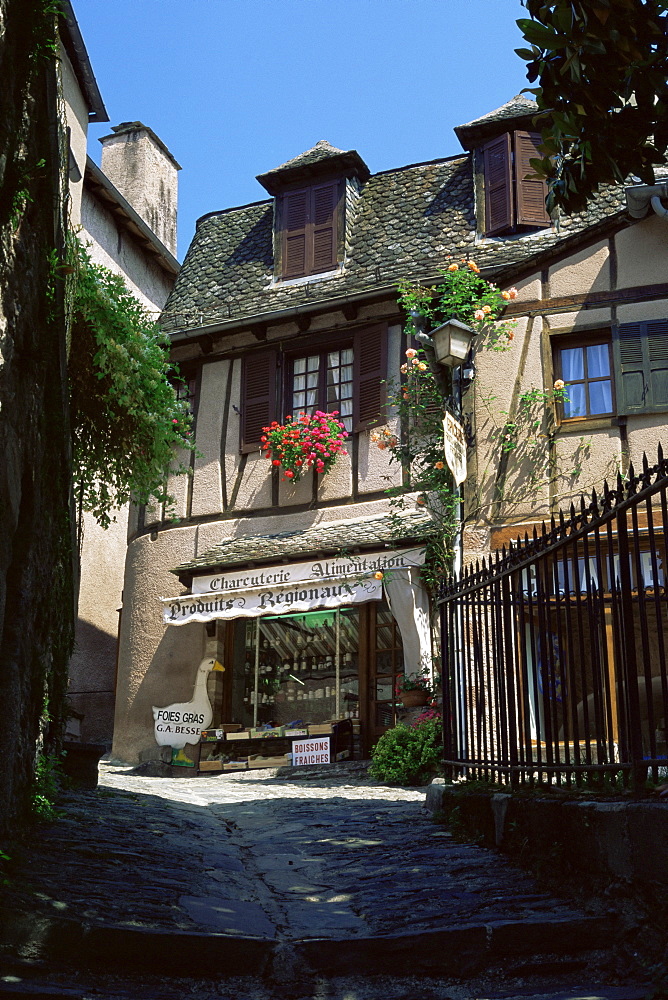 Typical charcuterie, Conques, Aveyron, Midi-Pyrenees, France, Europe