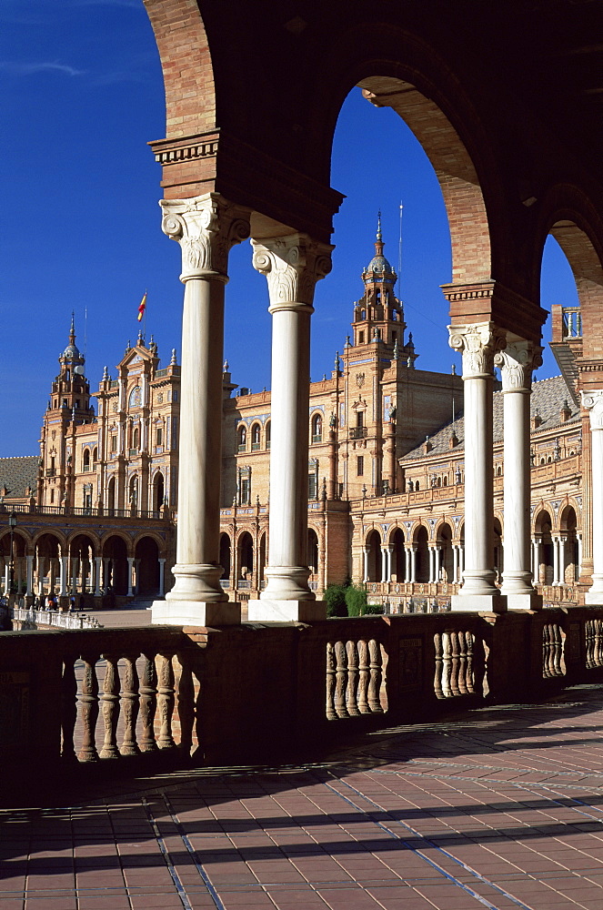 Palacio Espanol, Plaza del Espana, Parque Maria Luisa, Seville, Andalusia (Andalucia), Spain, Europe