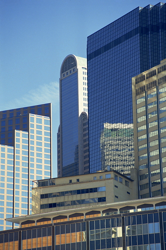 Modern glass buildings in Dallas, Texas, United States of America, North America