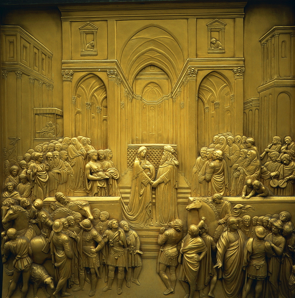 Baptistery bronze East door by Ghiberti, Gates of Paradise, Florence, UNESCO World Heritage Site, Tuscany, Italy, Europe