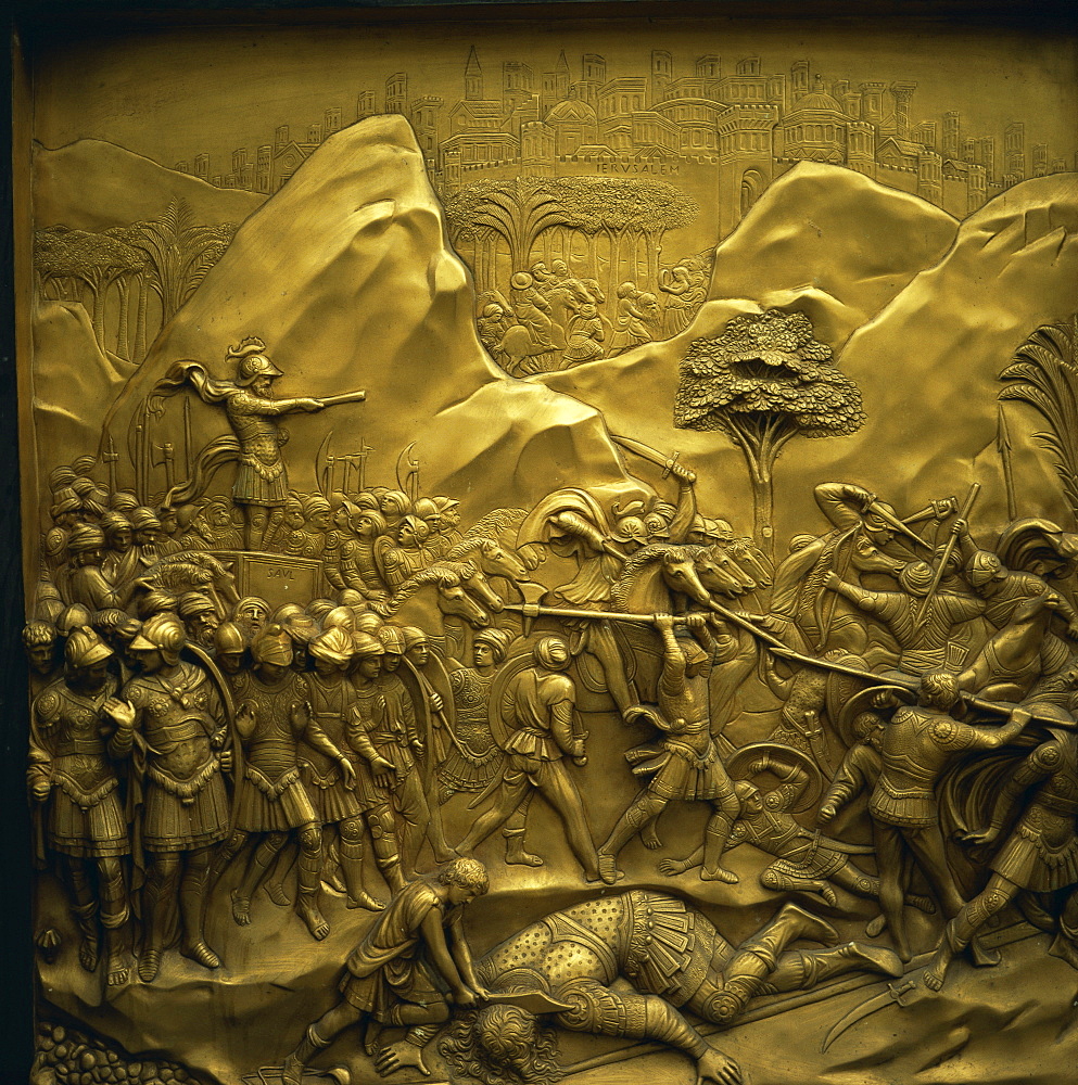 Baptistery bronze East door by Ghiberti, Gates of Paradise, Florence, UNESCO World Heritage Site, Tuscany, Italy, Europe