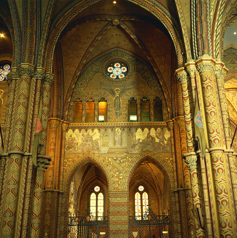 Interior of St. Matthias Church in Budapest, Hungary, Europe