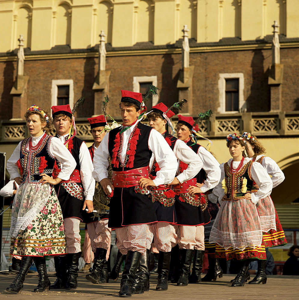 Harvest festival celebrations in Rynek Glowny Square, Krakow, Poland, Europe