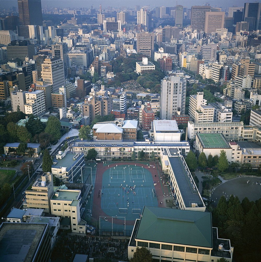 Aerial view over the city, from the 330m tall Tokyo Tower, Roppongi, Tokyo, Japan, Asia