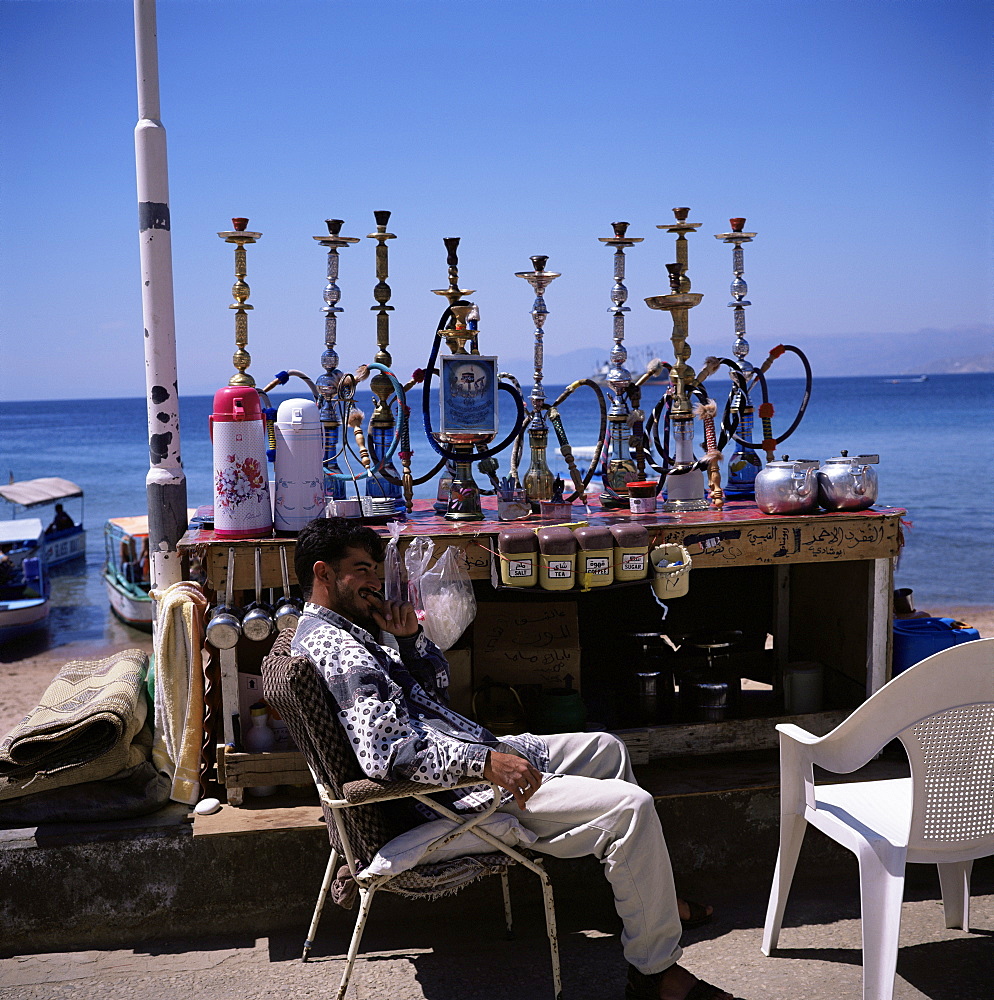 Water pipes, Red Sea public beach, Aqaba, Jordan, Middle East