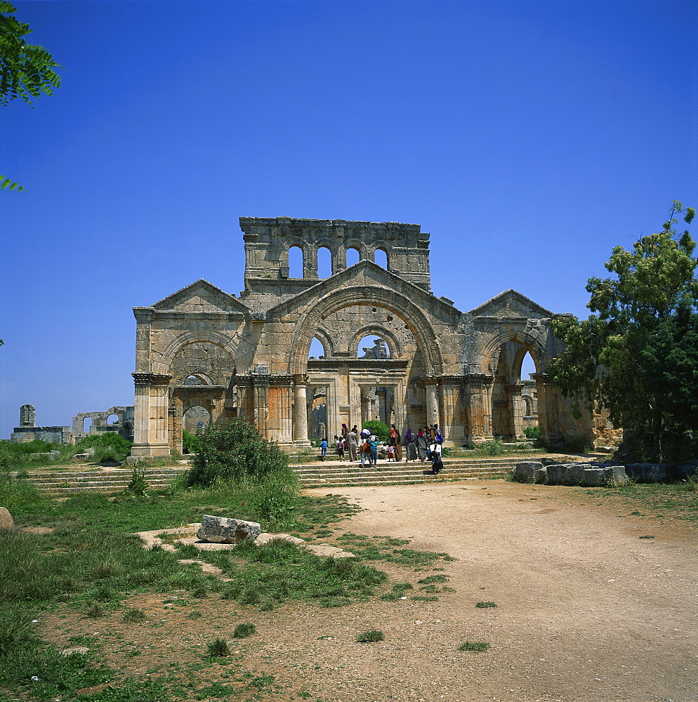 The Cruciform Church, dating from between 476 and 491 AD, containing the base of the pillar of St. Simeon the Stylite, Dead City region, northern Syria, Middle East