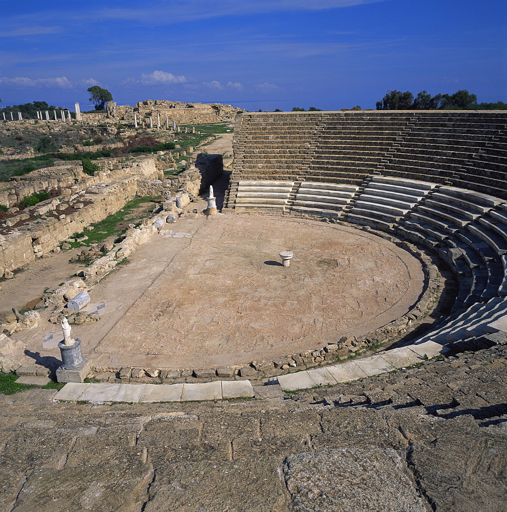 Roman amphitheatre built in reign of Augustus in the 1st century AD, capacity 15000, main city of Cyprus between 1075 BC and 650 AD, Salamis, North Cyprus, Europe