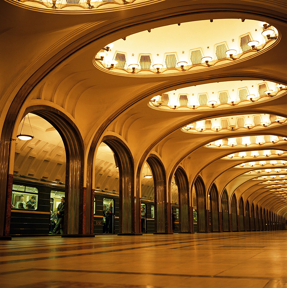 Mayakovskaya Metro station, Moscow, Russia, Europe