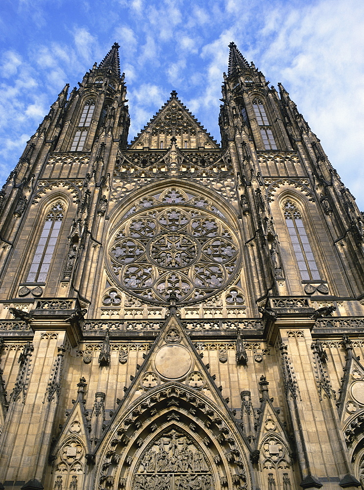 The facade of St. Vitus Cathedral, Prague, Czech Republic, Europe