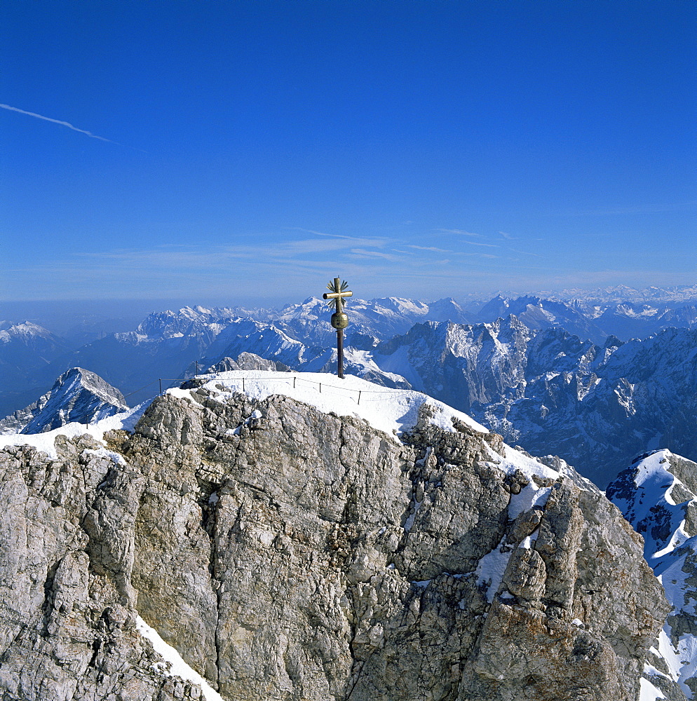 Zugspitze peak 2963m, highest mountain in Germany, Bavaria, Germany, Europe