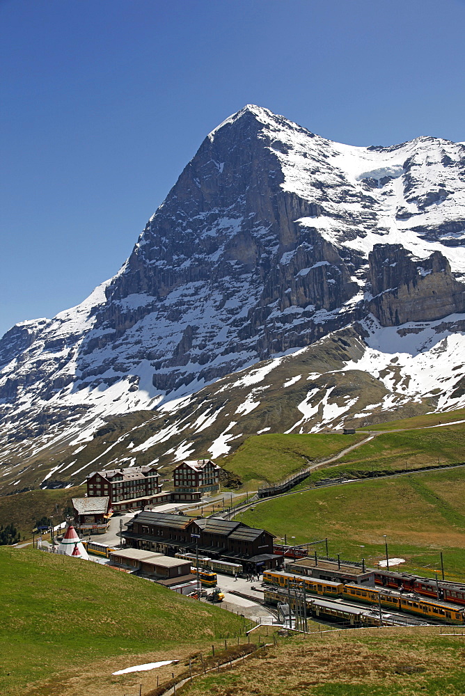 Kleine Scheidegg and Eiger near Grindelwald, Bernese Oberland, Swiss Alps, Switzerland, Europe