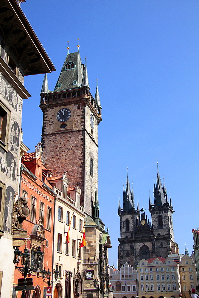 Old Town Hall and Tyn Cathedral, Prague, Czech Republic, Europe