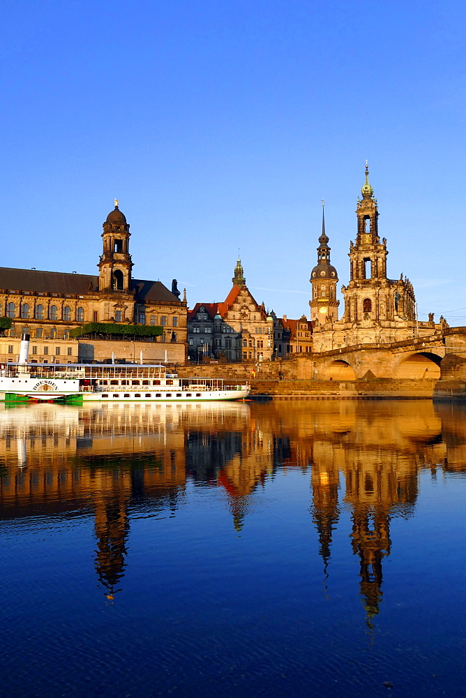 Elbe River and Old Town skyline, Dresden, Saxony, Germany, Europe