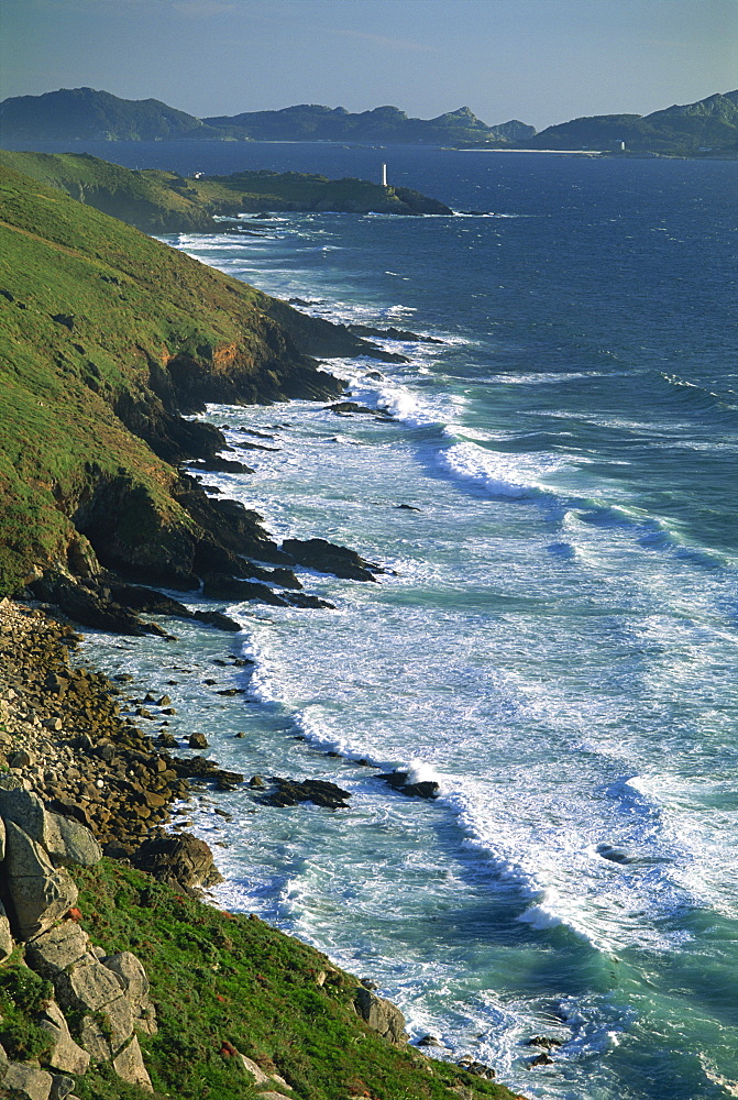 Ria de Vigo, Cape Home and the Islas Cies, of the Rias Bajas, the Lower Estuaries, on the Atlantic coast in west Galicia, Spain, Europe