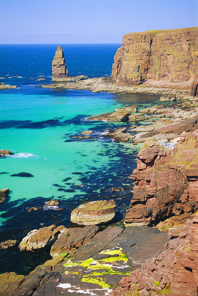 Coastal sea cliffs and sea stacks near Cape Wrath and Sandwood Bay, Highland Region, Scotland