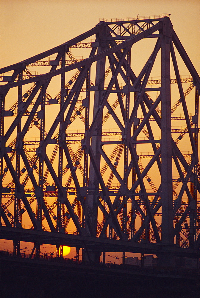 Detail of the Howrah Bridge, Calcutta, West Bengal, India