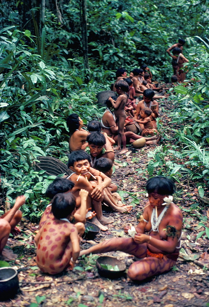 Yanomami on the way to a feast, Brazil, South America