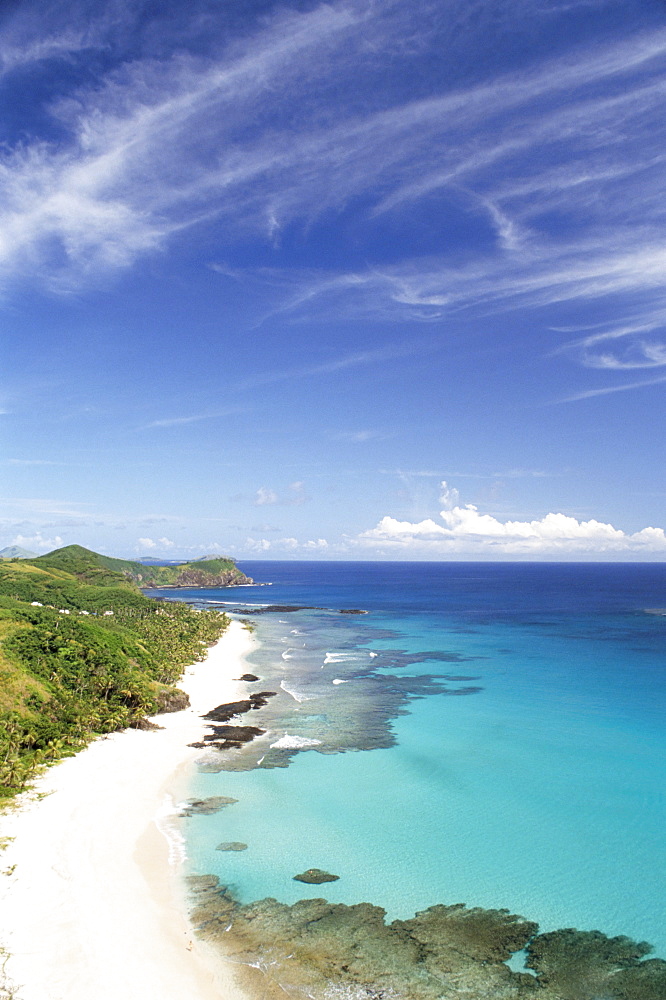 View down west coast, Yasawa Island, Fiji, Pacific