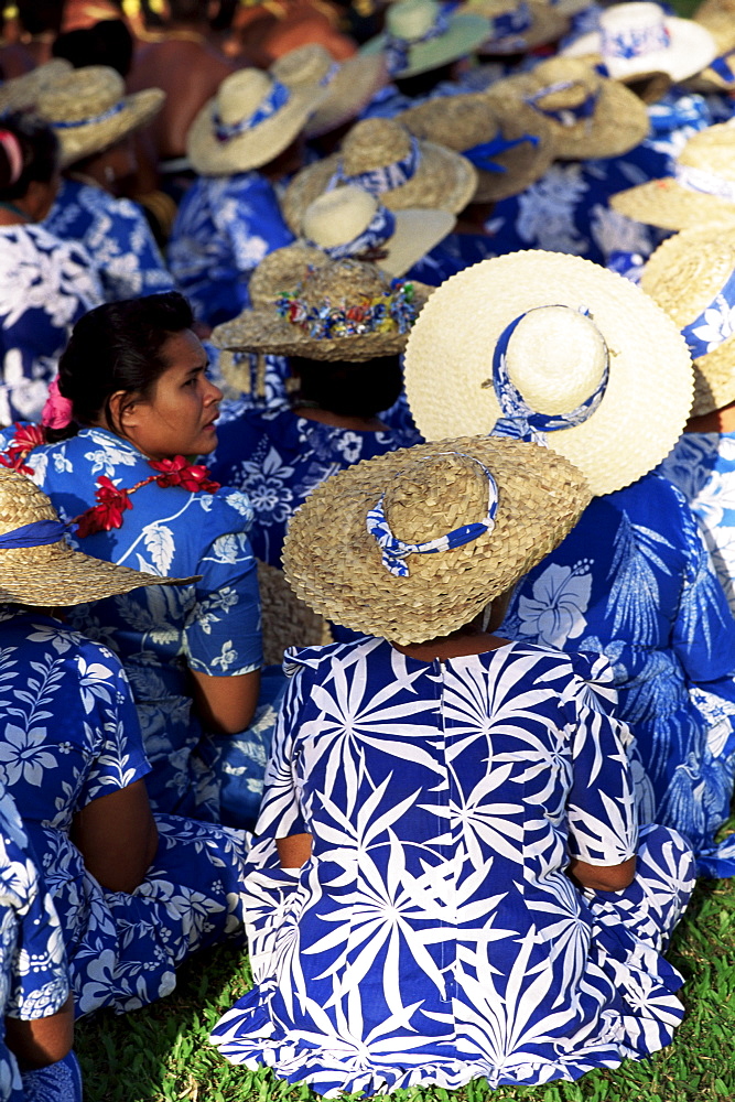 Women waiting to parade on Independence Day, Apia, Upolu, Western Samoa, Pacific Islands, Pacific