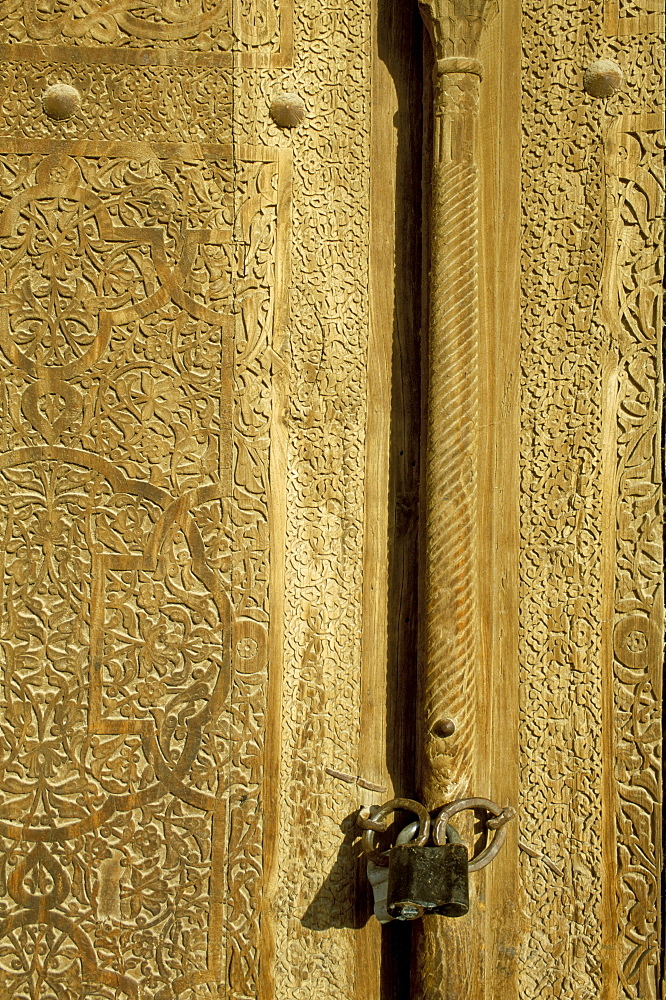 Detail of the gate of the Kunya Ark, Khiva, Uzbekistan, Central Asia, Asia