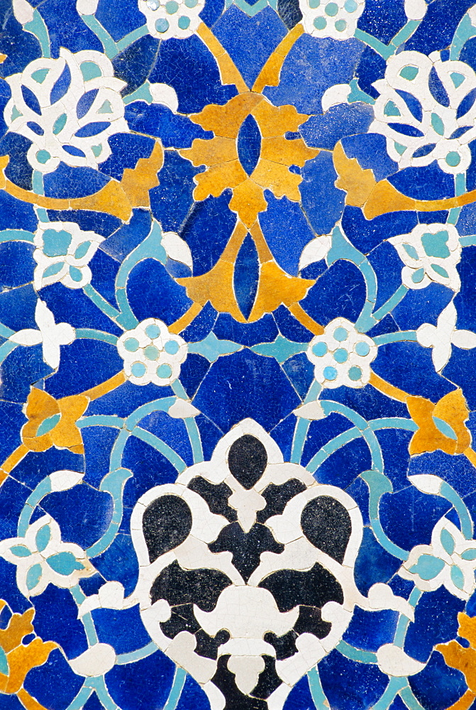 Ceramic detail on Mir-I-Arab madressa (madrasa), Bukhara, Uzbekistan, Central Asia